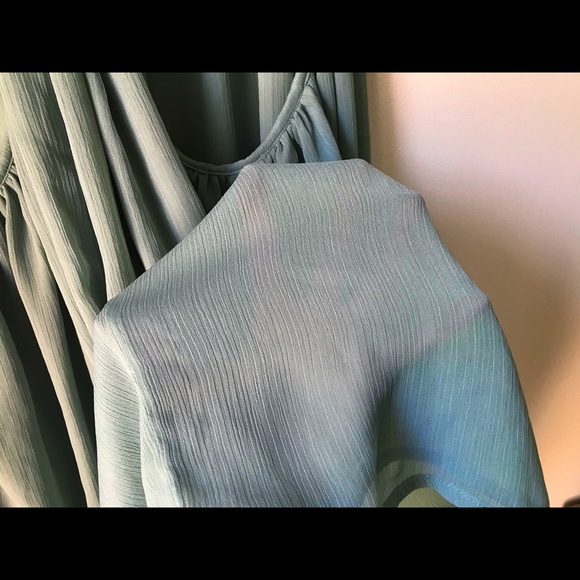 NA-KD sage green flowy loose spaghetti strap baby doll mini dress - Picture 8 of 14